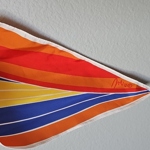 Vera Neumann Vintage Signed Rainbow Colorful Striped Scarf - Picture 3 of 6